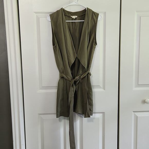 Artisan NY Green Long Line Waterfall Tie Vest Sleeveless Top Size Med Tie Tencel - Picture 1 of 8
